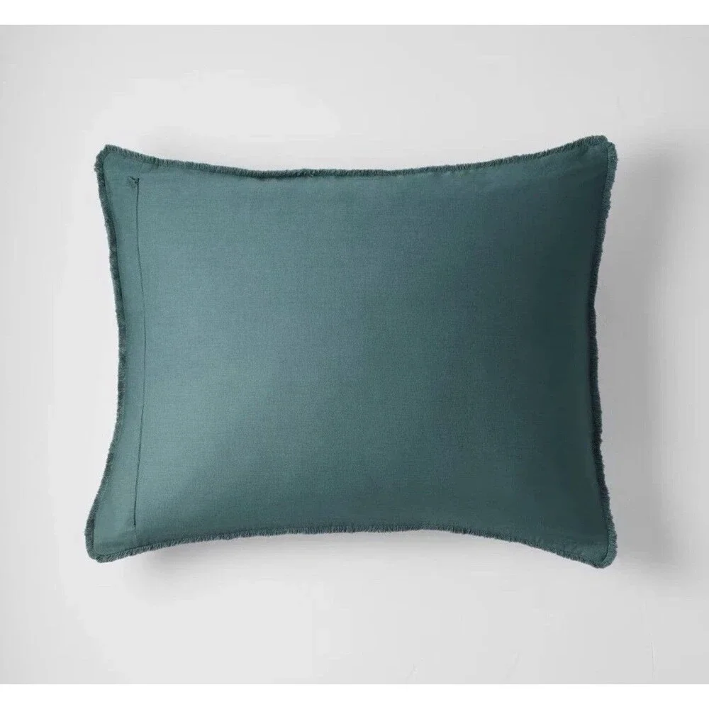 Casaluna Full Queen Chambray Cotton Duvet Cover Set Dark Teal Blue NEW